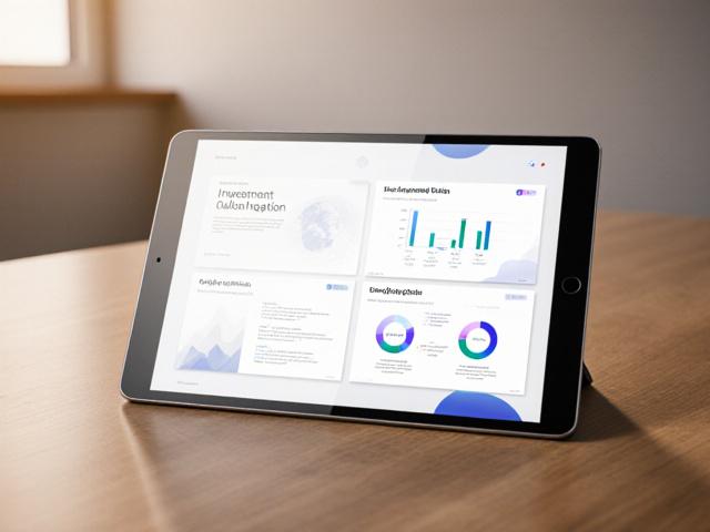 Presentación de pitch deck en una tablet moderna